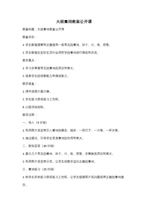 大班量词教案公开课