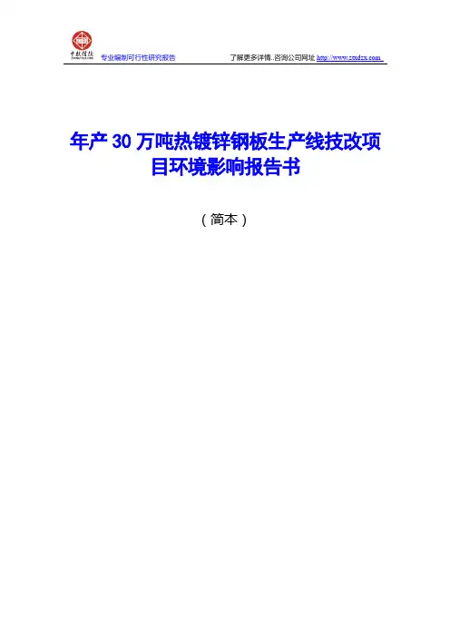 年产30万吨热镀锌钢板生产线技改项目环境影响报告书