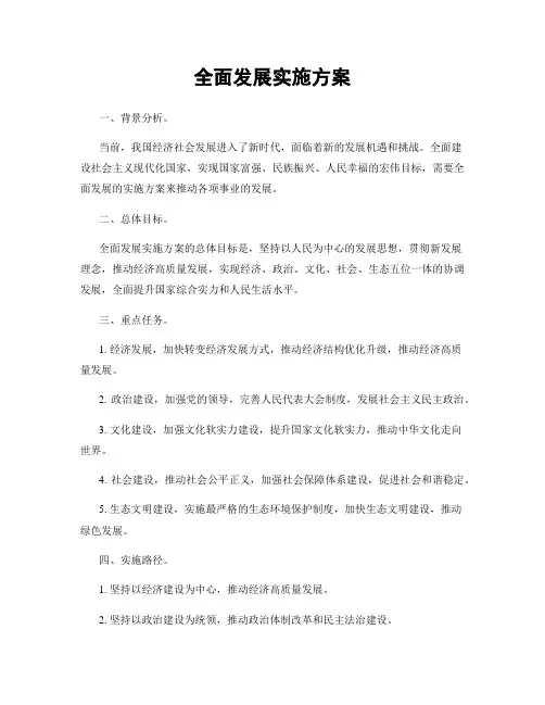 全面发展实施方案