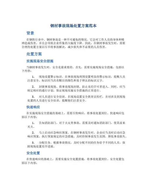 钢材事故现场处置方案范本