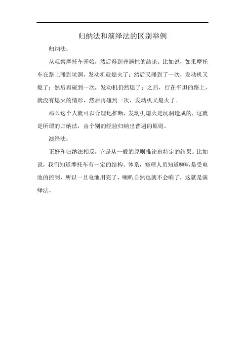 归纳法和演绎法的区别举例