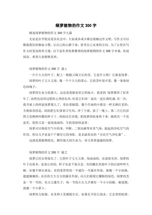 绿萝植物的作文300字