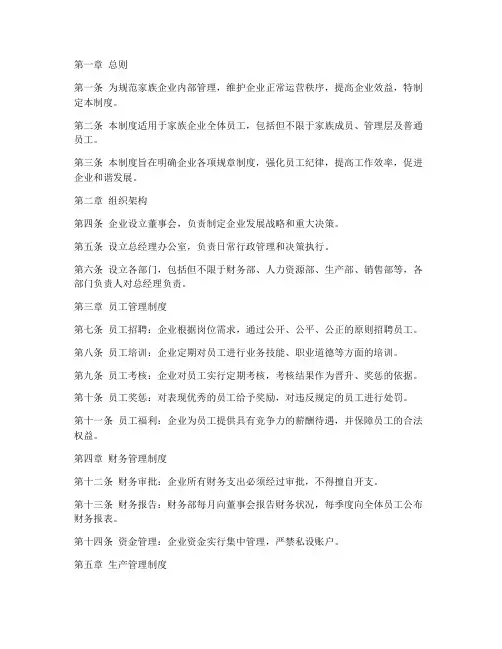 家族企业规章管理制度模板