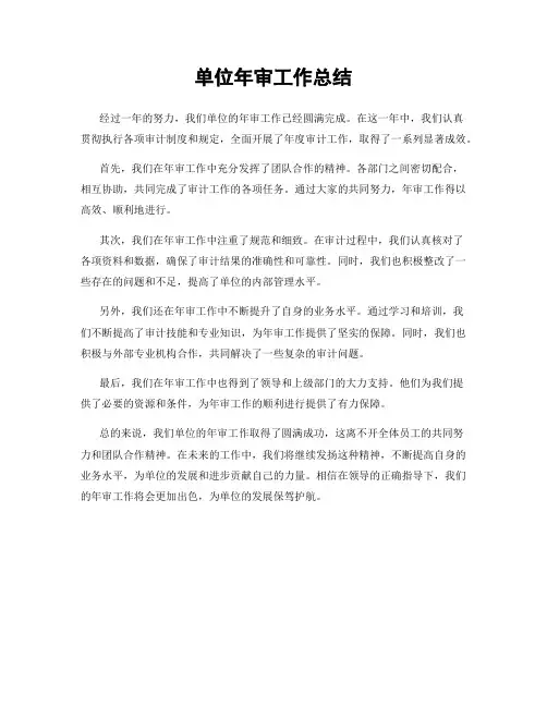 单位年审工作总结