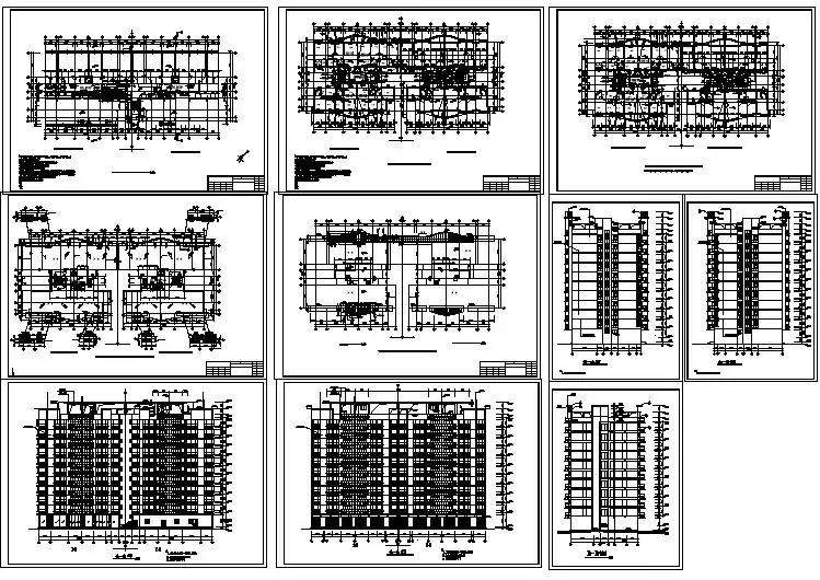 十层商住楼建筑全套设计cad图纸