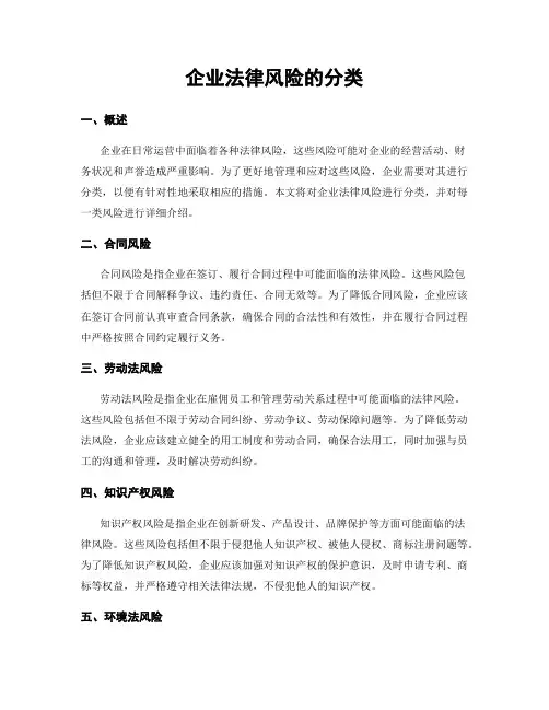 企业法律风险的分类