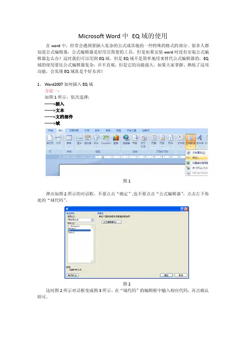 MicrosoftWord中EQ域的使用