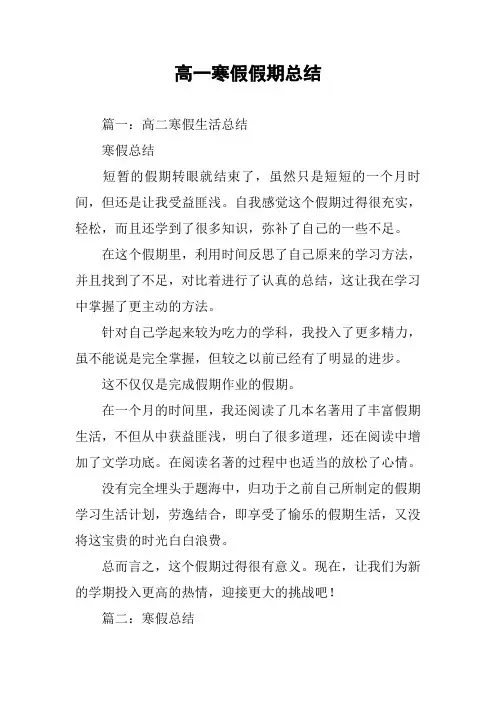 高一寒假假期总结