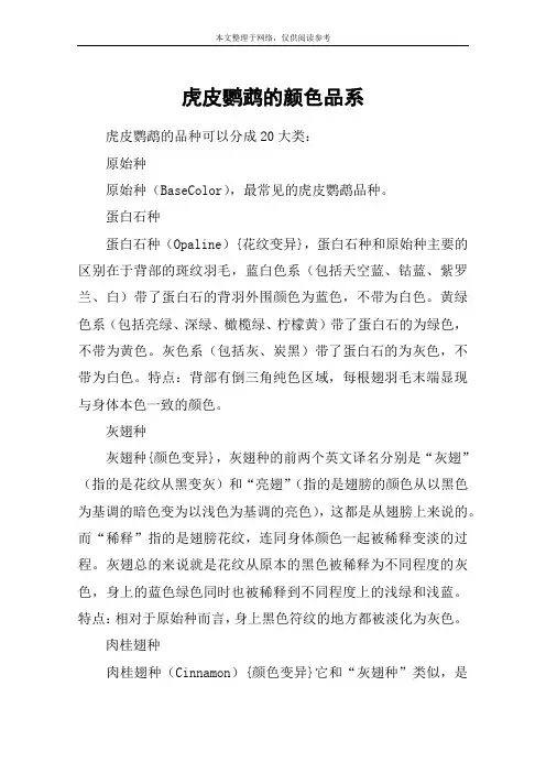 虎皮鹦鹉的颜色品系