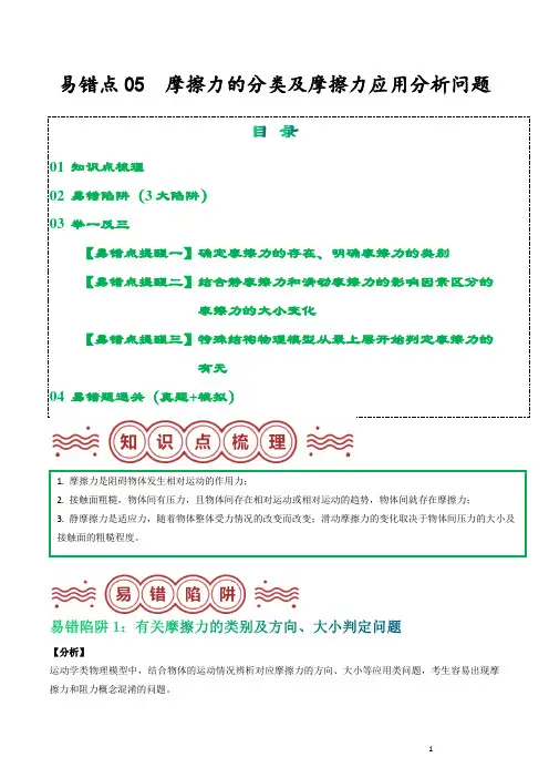 易错点05  摩擦力的分类及摩擦力应用分析问题(原卷版)