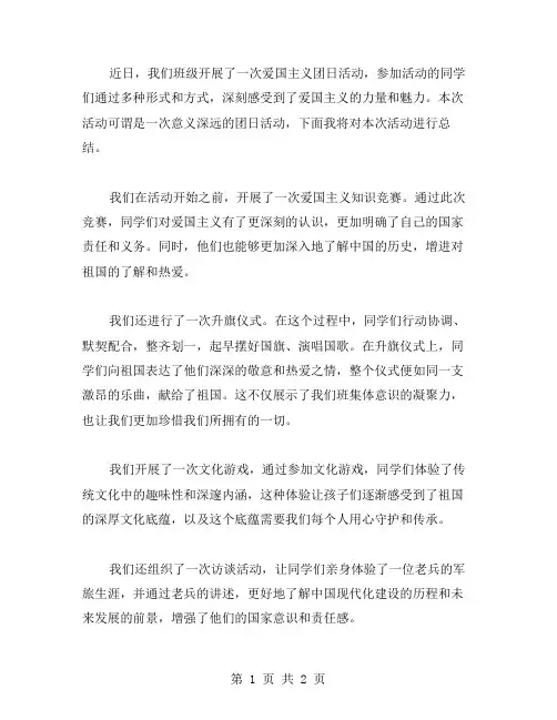 爱国主义团日活动总结范文