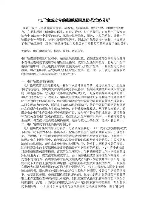 电厂输煤皮带的撕裂原因及防范策略分析