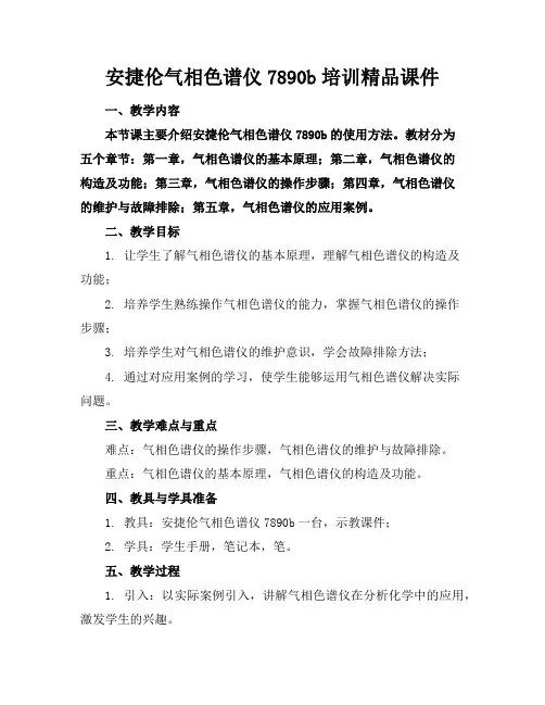 安捷伦气相色谱仪7890b培训精品课件