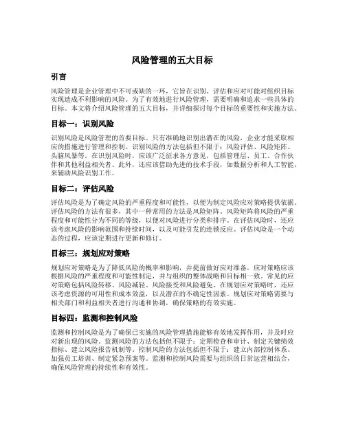 风险管理的五大目标