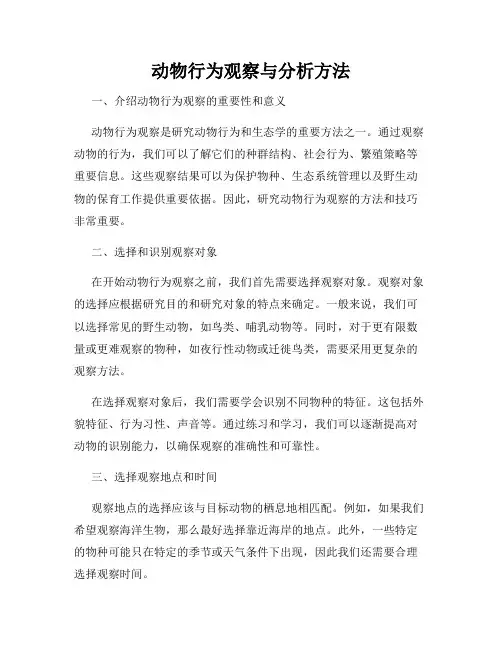 动物行为观察与分析方法