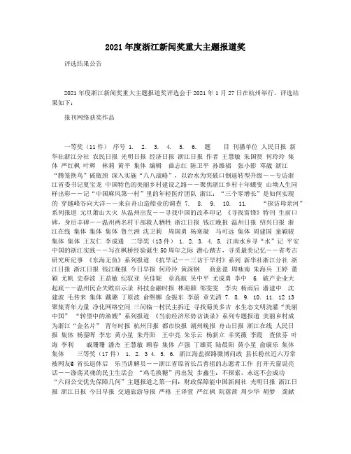 2021年度浙江新闻奖重大主题报道奖