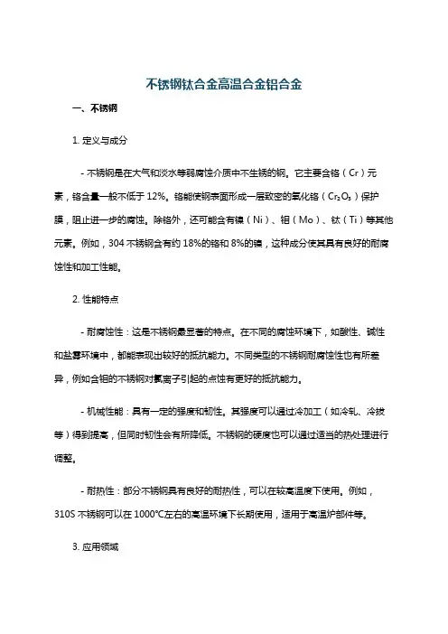 不锈钢钛合金高温合金铝合金