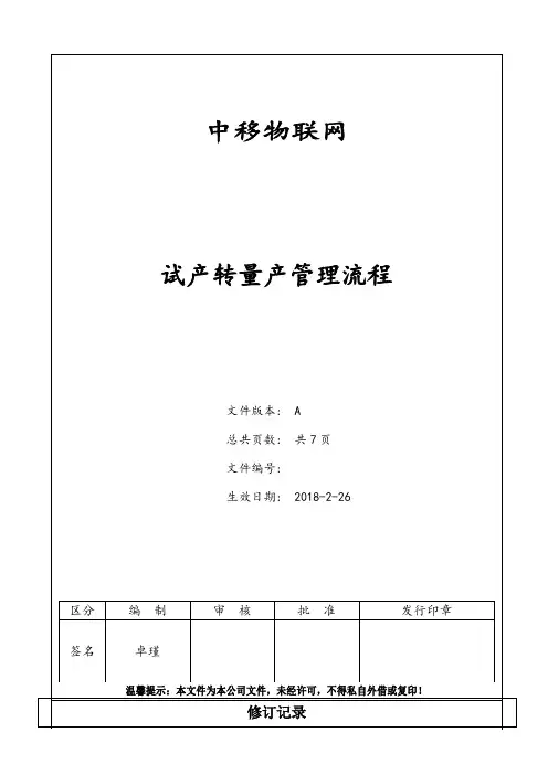 试产转量产管理流程