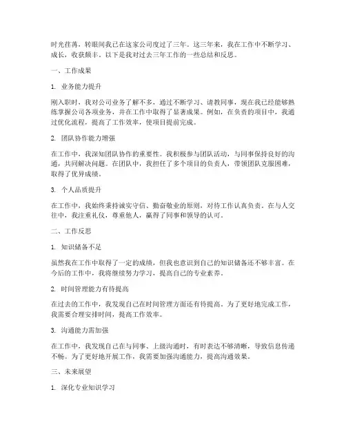 个人工作总结或自传