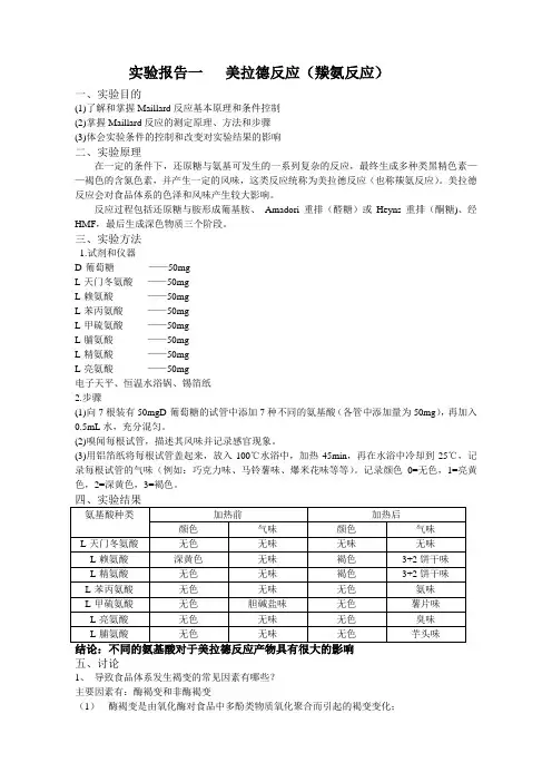 美拉德反应(羰氨反应)实验报告 (2)