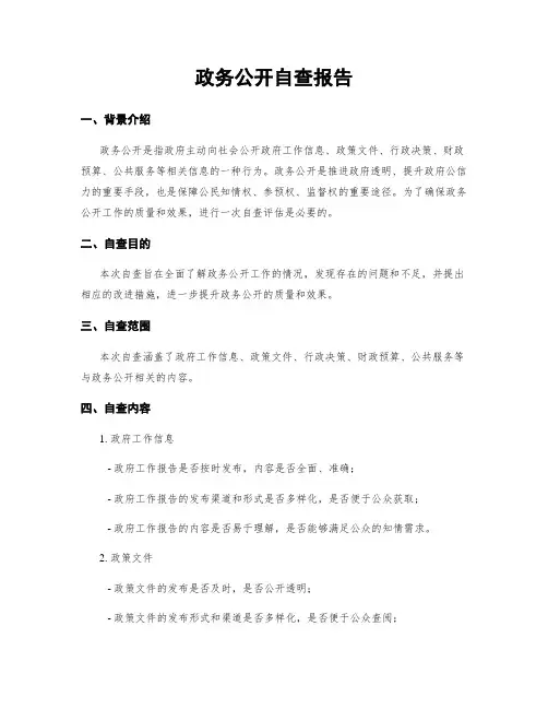 政务公开自查报告
