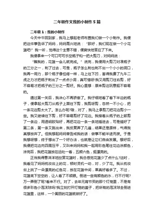 二年级作文我的小制作5篇