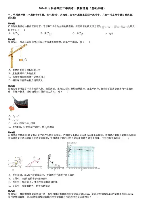 2024年山东省枣庄三中高考一模物理卷(基础必刷)