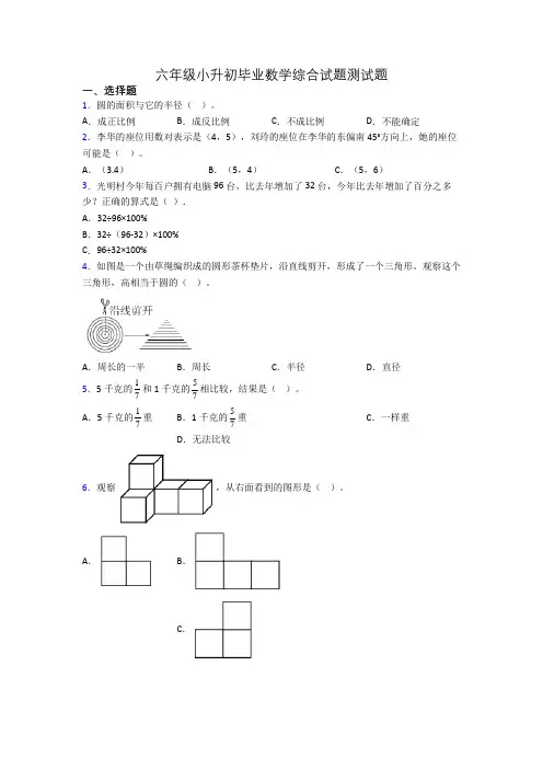 六年级小升初毕业数学综合试题测试题