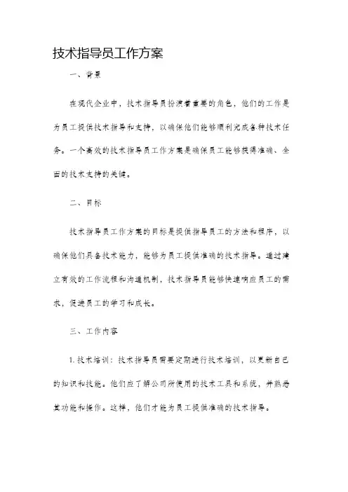 技术指导员工作方案