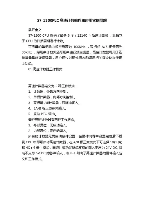 S7-1200PLC高速计数编程和应用实例图解