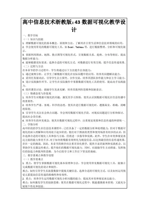 高中信息技术浙教版：43数据可视化教学设计