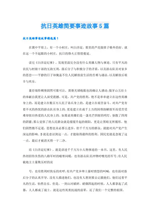 抗日英雄简要事迹故事5篇.doc