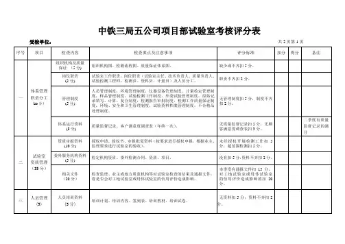 工程试验中心质量体系评分表2