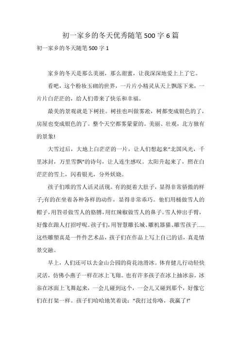 初一家乡的冬天优秀随笔500字6篇
