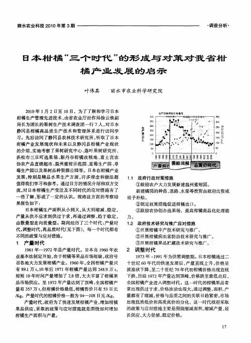 日本柑橘“三个时代”的形成与对策对我省柑橘产业发展的启示