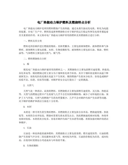 电厂热能动力锅炉燃料及燃烧特点分析
