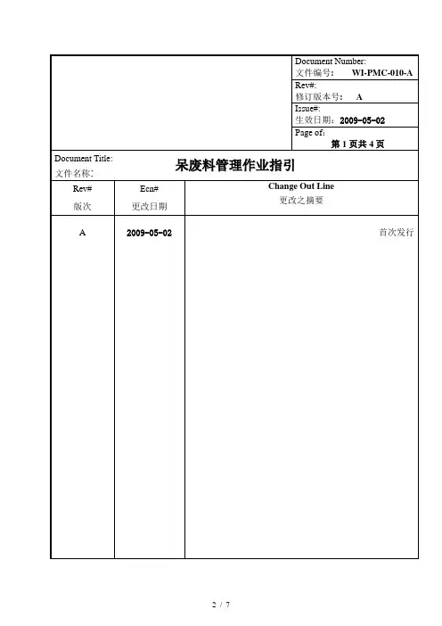 呆废料管理作业指引,仓库滞存材料及成品的处理办法