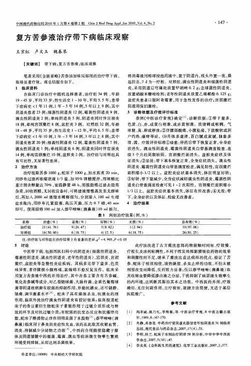 复方苦参液治疗带下病临床观察