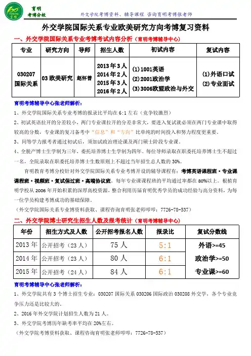 外交学院国际关系专业经济外交方向考博真题-育明考博