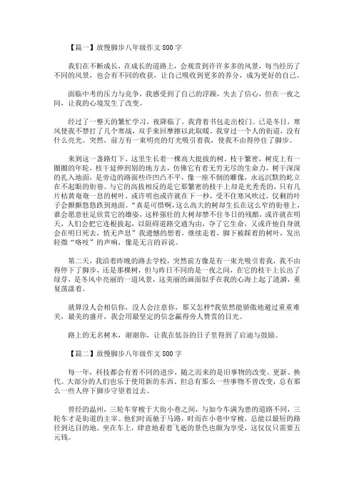 最新放慢脚步八年级作文800字(精选)