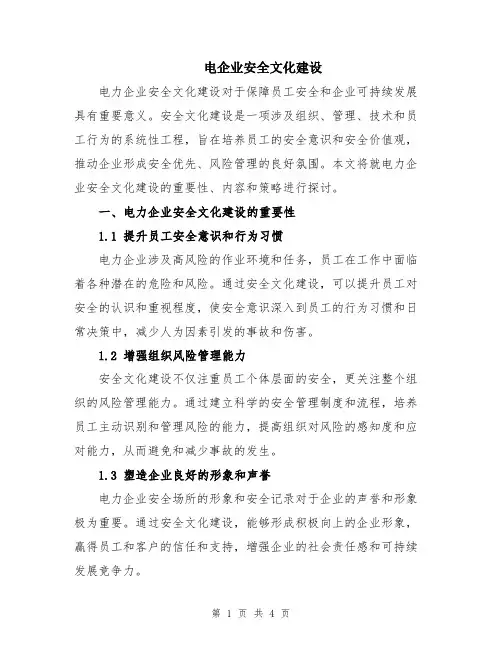 电企业安全文化建设