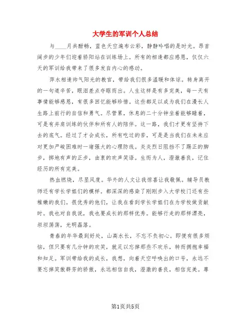 大学生的军训个人总结(3篇)