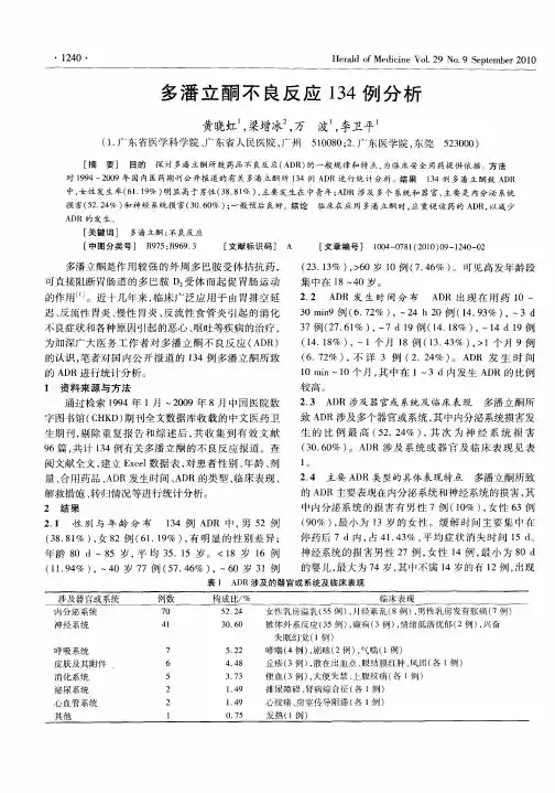 多潘立酮不良反应134例分析