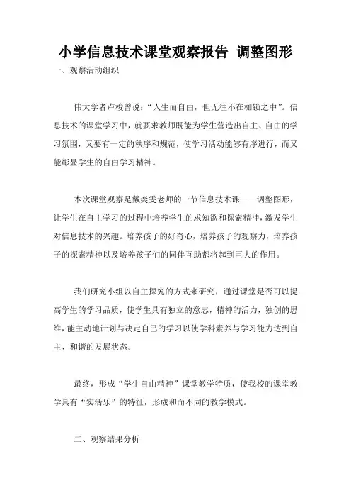 小学信息技术课堂观察报告 调整图形