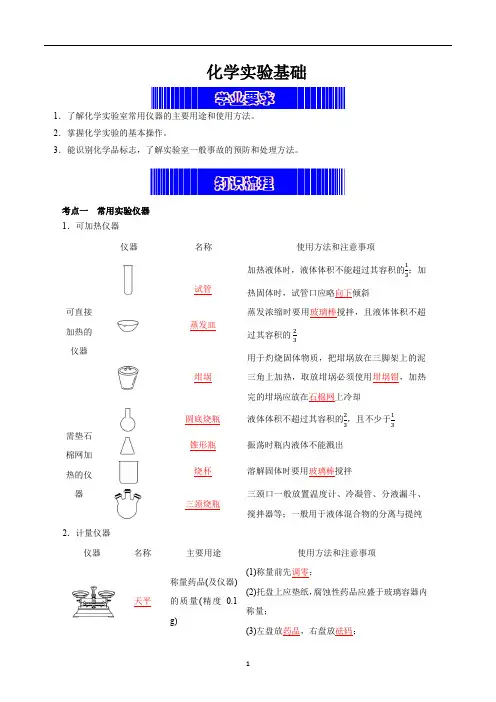 化学实验基础(教师版)