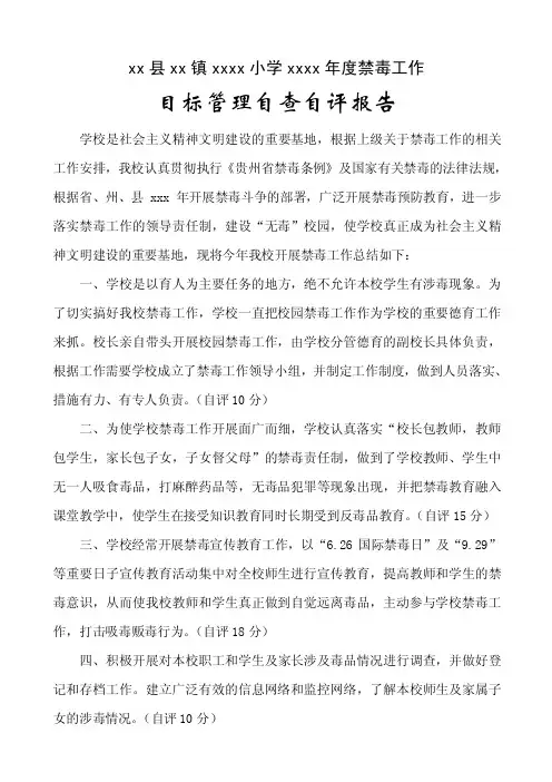 禁毒工作自查报告