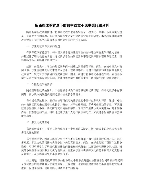新课程改革背景下的初中语文小说审美问题分析