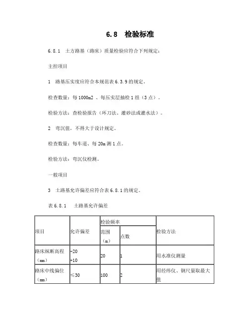 公路验收标准【摘取】