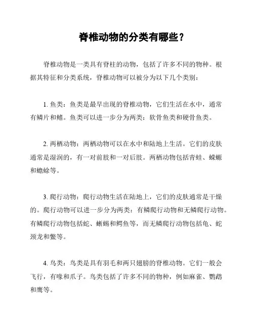脊椎动物的分类有哪些？