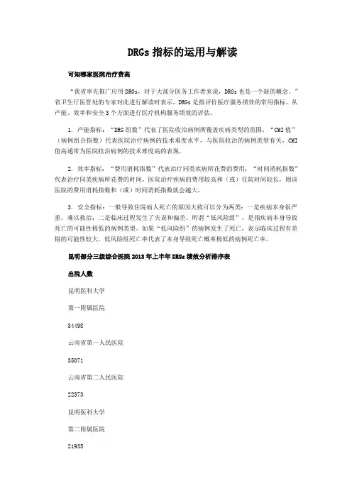 DRGs指标的运用与解读
